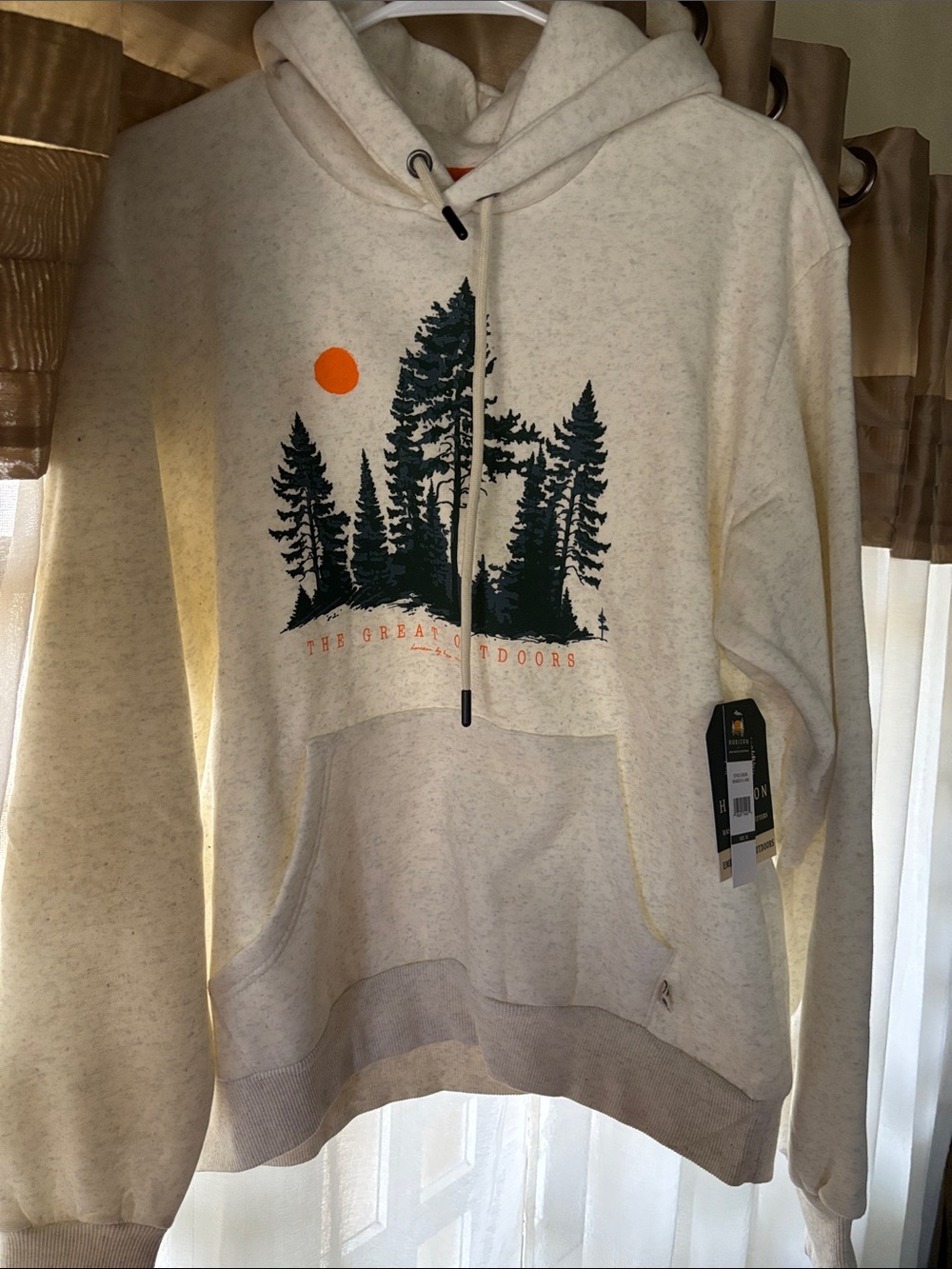 Kids Cream Hoodie with Forest Graphic - The Great Outdoors